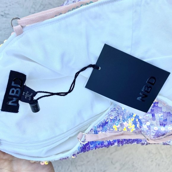 NWT $288 NBD Amethyst Sequin Side Slit Sleeveless Column Maxi Gown Dress M - Picture 9 of 12